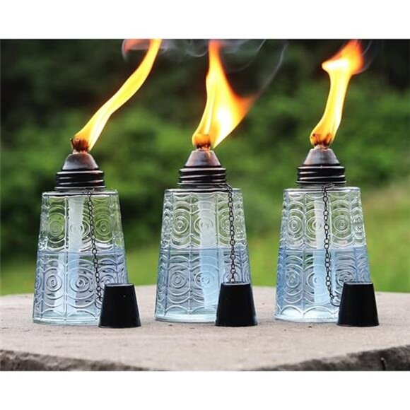 Citronella Table Top Torches for Outdoor Patio, 16oz Decorative Glass Torch - Picture 7 of 7